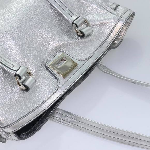 CELINE Tote Bag Leather Silver Auth 88261 - Picture 6 of 16